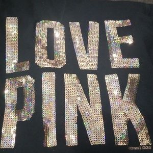 Rose gold sequin black hoodie w/ faux fur lining